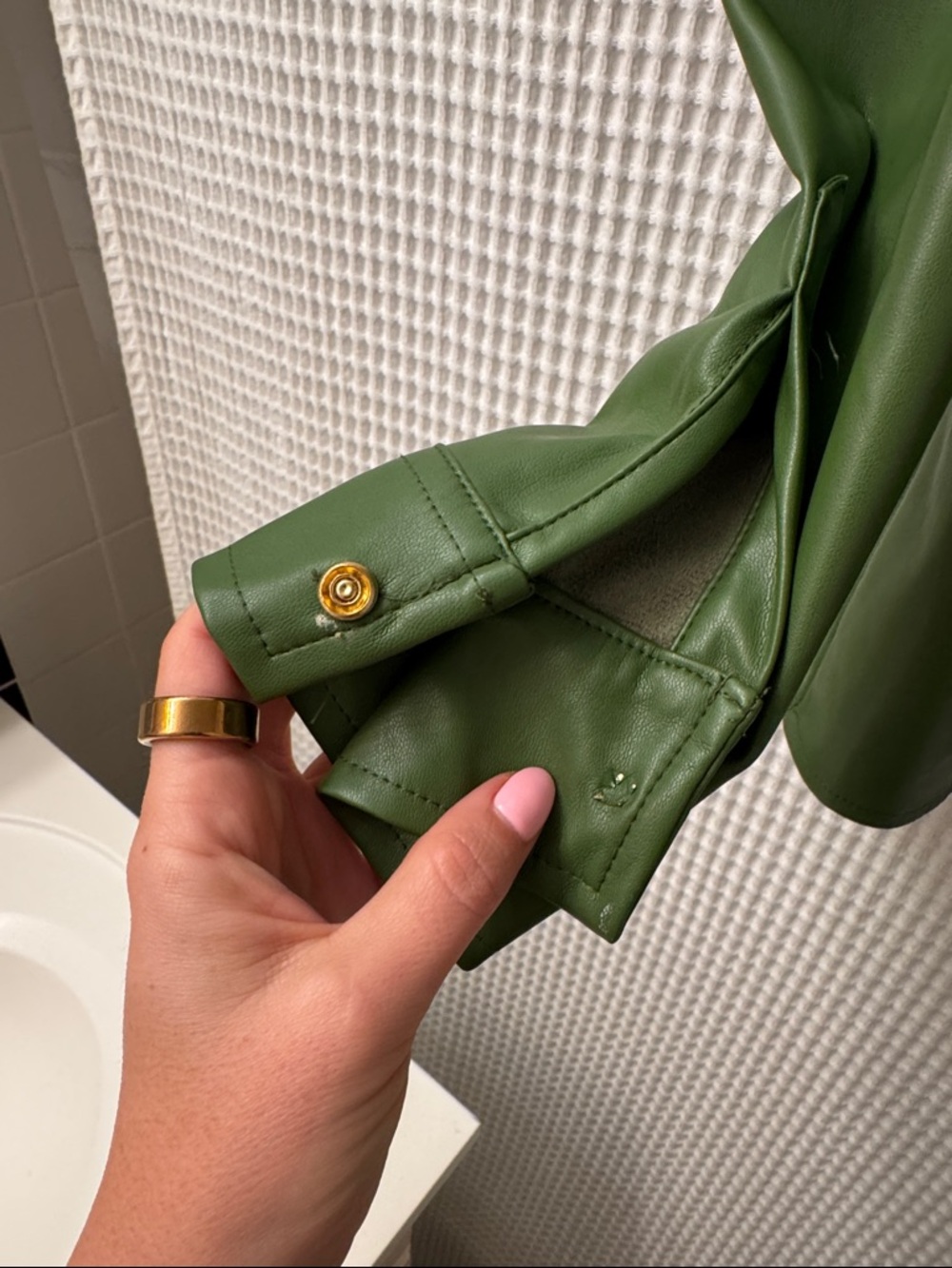 WeWoreWhat Green Leather Shirt - Picture 4 of 4